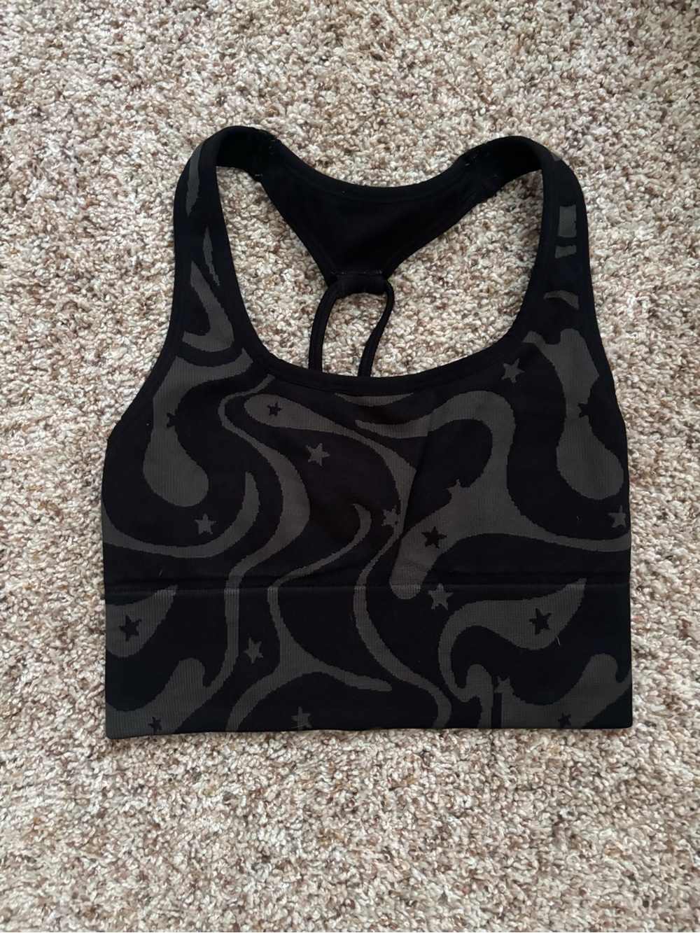 JoyLab Black Abstract Star Racerback Sports Bra